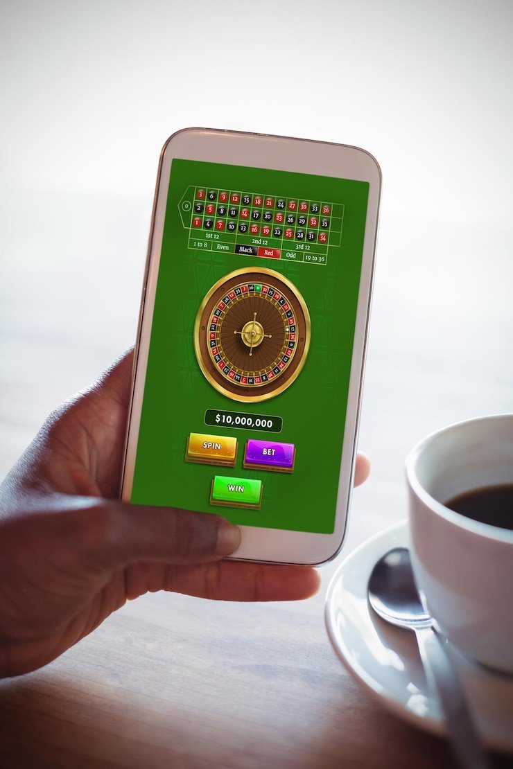 Ilustrasi permainan blackjack di kasino dengan dealer profesional dan pemain menikmati suasana